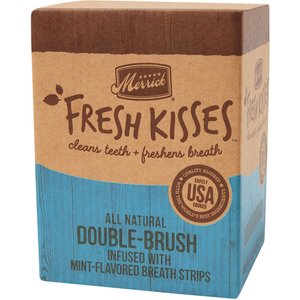 Merrick Fresh Kisses Double-Brush Mint Breath Strip Infused Medium Dental Dog Treats, 30 count