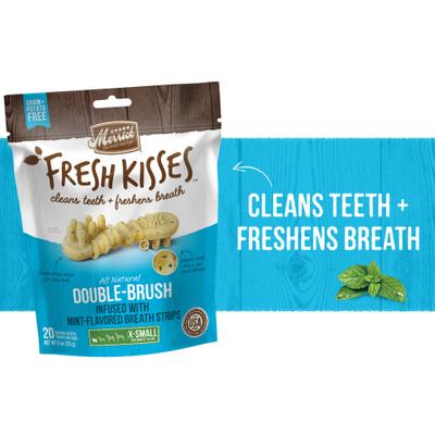 Show full view: Merrick Fresh Kisses Double-Brush Mint Breath Strip Infused X-Small Dental Dog Treats, 20 count slide 3 of 11