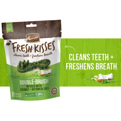 Show full view: Merrick Fresh Kisses Infused with Coconut Oil & Botanicals Extra Small Dental Dog Treats, 33 count slide 3 of 11
