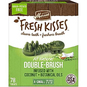 Merrick Fresh Kisses Infused with Coconut Oil & Botanicals Extra Small Dental Dog Treats, 78 count