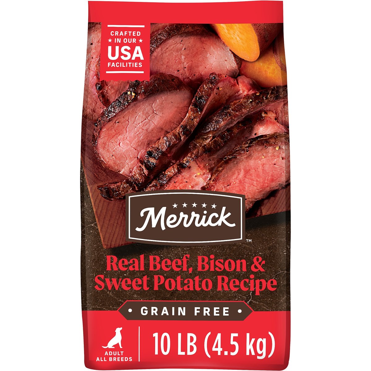 Merrick Grain-Free Dry Dog Food Real Bison, Beef & Sweet Potato Recipe, 10-lb bag