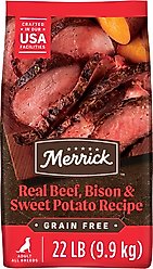 Merrick Grain-Free Dry Dog Food Real Bison, Beef & Sweet Potato Recipe, 22-lb bag