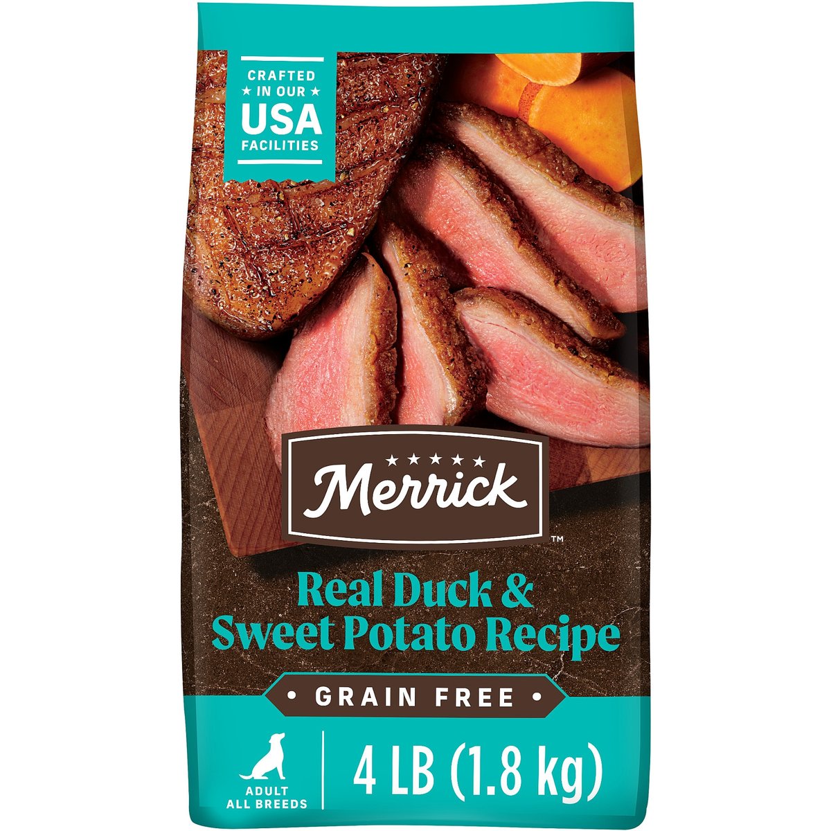 Merrick Grain-Free Dry Dog Food Real Duck & Sweet Potato Recipe, 4-lb bag