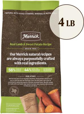 Show full view: Merrick Grain-Free Dry Dog Food Real Lamb & Sweet Potato Recipe, 4-lb bag slide 3 of 11