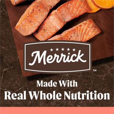 Show full view: Merrick Grain-Free Real Salmon & Sweet Potato Recipe Dry Dog Food, 4-lb bag slide 5 of 12