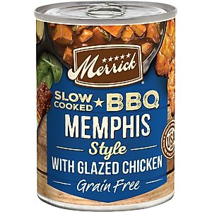 Merrick Grain-Free Wet Dog Food Slow-Cooked BBQ Memphis Style with Glazed Chicken, 12.7-oz can, case of 12
