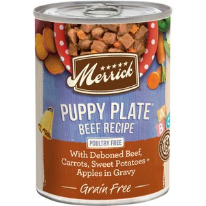 Merrick Grain-Free Wet Puppy Food Puppy Plate Beef Recipe, 12.7-oz can, case of 12