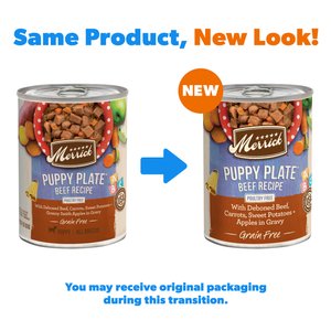 Merrick Grain-Free Wet Puppy Food Puppy Plate Beef Recipe, 12.7-oz can, case of 12