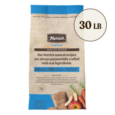 Show full view: Merrick Healthy Grains Large Breed Recipe Dry Dog Food, 30-lb bag slide 3 of 13