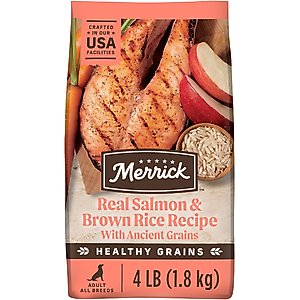 Merrick Healthy Grains Real Salmon & Brown Rice Recipe with Ancient Grains Dry Dog Food, 4-lb bag