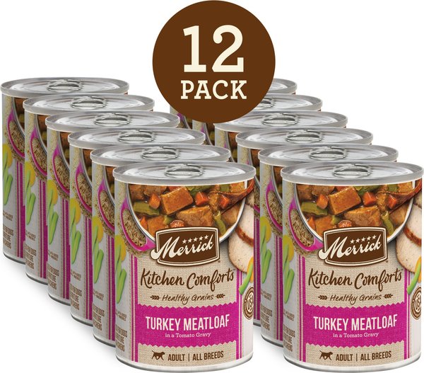 Merrick Kitchen Comforts Healthy Grains Turkey Meatloaf with Brown Rice Wet Dog Food, 12.7-oz can, case of 12
