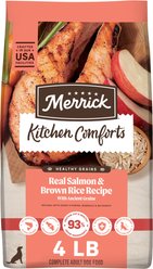 Merrick Kitchen Comforts Premium Real Salmon & Brown Rice with Ancient Grains Adult Dry Dog Food, 4-lb bag