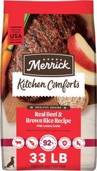 Merrick Kitchen Comforts Real Deboned Beef & Brown Rice with Ancient Grains Premium Adult Dry Dog Food, 33-lb bag