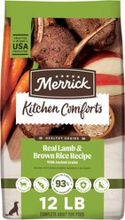 Merrick Kitchen Comforts Real Deboned Lamb & Brown Rice with Ancient Grains Premium Adult Dry Dog Food, 12-lb bag