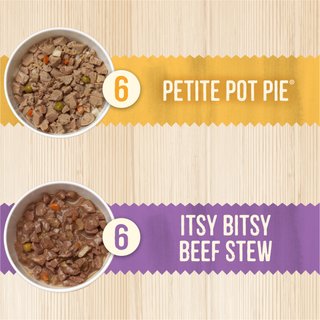 Merrick Lil’ Plates Dinner Duos Itsy Bitsy Beef Stew & Petite Pot Pie Variety Pack Grain-Free Wet Dog Food, 3.5-oz tub, case of 12 slide 2 of 9