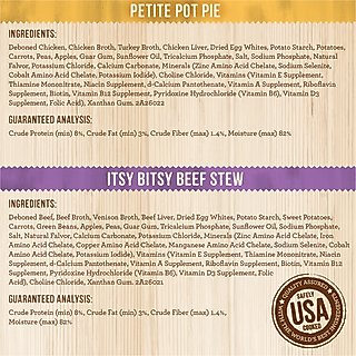 Merrick Lil’ Plates Dinner Duos Itsy Bitsy Beef Stew & Petite Pot Pie Variety Pack Grain-Free Wet Dog Food, 3.5-oz tub, case of 12 slide 5 of 9