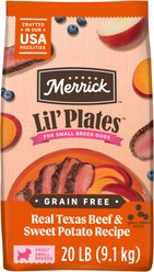 Merrick Lil' Plates Grain-Free Chicken-Free Real Texas Beef + Sweet Potato Recipe Small Breed Dry Dog Food, 20-lb bag