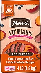 Merrick Lil' Plates Grain-Free Chicken-Free Real Beef + Sweet Potato Recipe Small Breed Dry Dog Food, 4-lb bag
