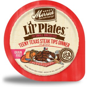 Merrick Lil’ Plates Dinner Duos Teeny Texas Steak Tips Dinner & Tiny Thanksgiving Day Dinner Variety Pack Grain-Free Wet Dog Food, 3.5-oz tub, case of 12