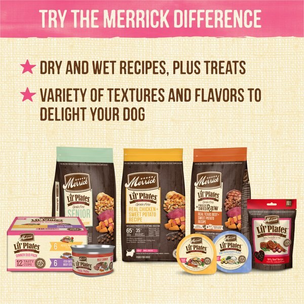 Merrick Lil' Plates Small Breed Wet Dog Food - Surfin' Turfin' Grain Free Recipe, 3.5 Oz Cups (Case Of 12)