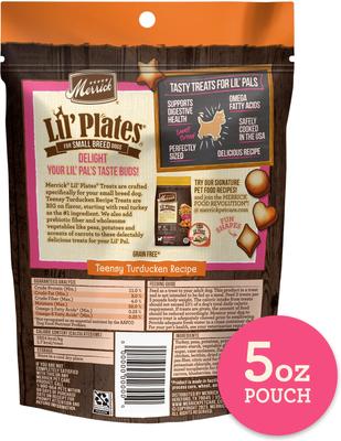 Show full view: Merrick Lil' Plates Teensy Turducken Recipe Grain-Free Dog Treats, 5-oz bag slide 3 of 13