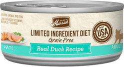 Merrick Limited Ingredient Diet Grain-Free Real Duck Pate Recipe Canned Cat Food, 5-oz, case of 24