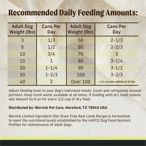 Merrick Limited Ingredient Diet Grain-Free Wet Dog Food Real Lamb Recipe, 12.7-oz can, case of 12