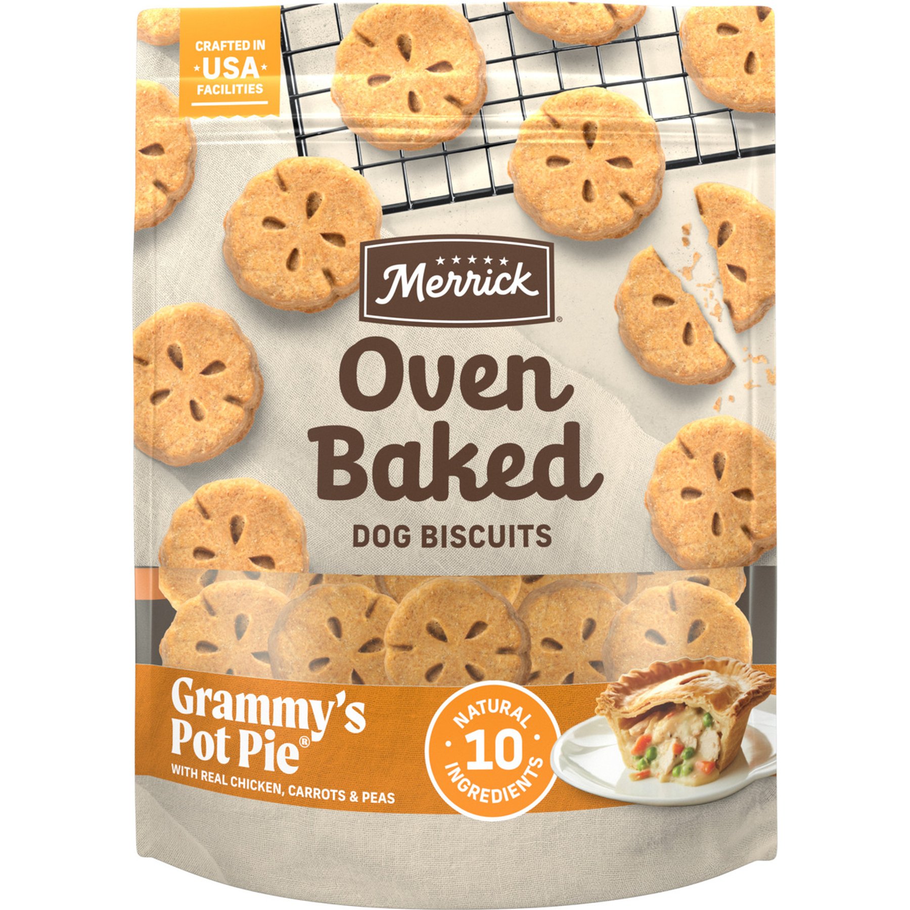 Merrick Oven Baked Grammy's Pot Pie with Real Chicken, Carrots & Peas Dog Treats, 11-oz bag