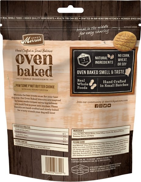 Merrick Oven Baked Paw'some Peanut Butter with Real Peanut Butter Dog Treats