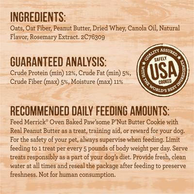 Show full view: Merrick Oven Baked Paw'some Peanut Butter with Real Peanut Butter Dog Treats, 11-oz bag slide 6 of 13