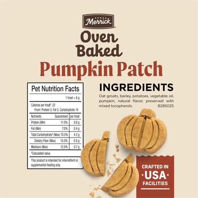 Show full view: Merrick Oven Baked Pumpkin Patch with Real Pumpkin Dog Treats, 11-oz bag slide 8 of 12