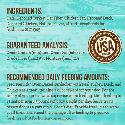 Show full view: Merrick Oven Baked Turducken with Real Turkey, Duck & Chicken Dog Treats, 11-oz bag slide 6 of 13