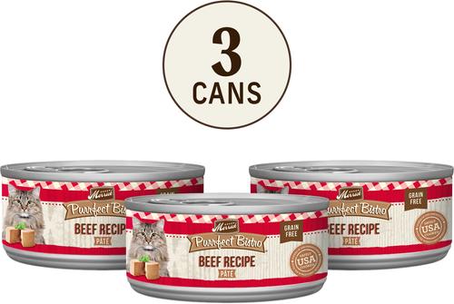 Show full view: Merrick Purrfect Bistro Beef Pate Grain-Free Canned Cat Food, 3-oz can, case of 3 slide 3 of 13