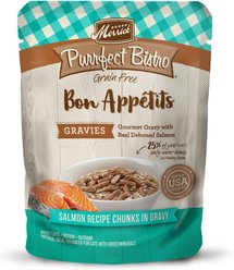 Merrick Purrfect Bistro Bon Appetits Grain-Free Salmon Recipe Chunks in Gravy Adult Cat Food Pouches, 3-oz, case of 24