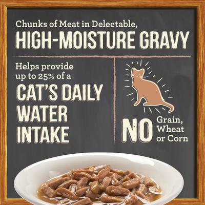 Show full view: Merrick Purrfect Bistro Bon Appetits Grain-Free Salmon Recipe Chunks in Gravy Adult Cat Food Pouches, 3-oz, case of 24 slide 7 of 11