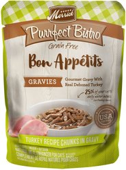 Merrick Purrfect Bistro Bon Appetits Grain-Free Turkey Recipe Chunks in Gravy Adult Cat Food Pouches, 3-oz, case of 24