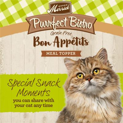 Show full view: Merrick Purrfect Bistro Bon Appetits Grain-Free Turkey Recipe Chunks in Gravy Adult Cat Food Pouches, 3-oz, case of 24 slide 4 of 10