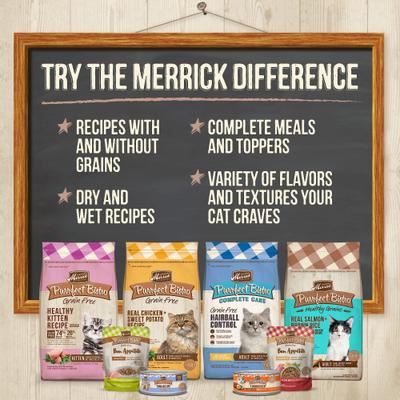 Show full view: Merrick Purrfect Bistro Bon Appetits Grain-Free Turkey Recipe Morsels in Gravy Adult Cat Food Pouches, 3-oz, case of 24 slide 8 of 11