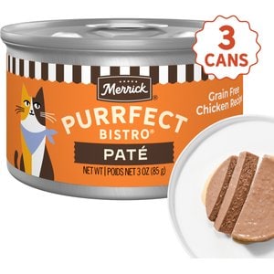 Merrick Purrfect Bistro Grain-Free Chicken Pate Canned Cat Food, 3-oz can, case of 3