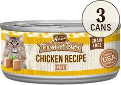 Merrick Purrfect Bistro Grain-Free Chicken Pate Canned Cat Food, 3-oz can, case of 3