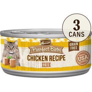 Merrick Purrfect Bistro Grain-Free Chicken Pate Canned Cat Food, 3-oz can, case of 3