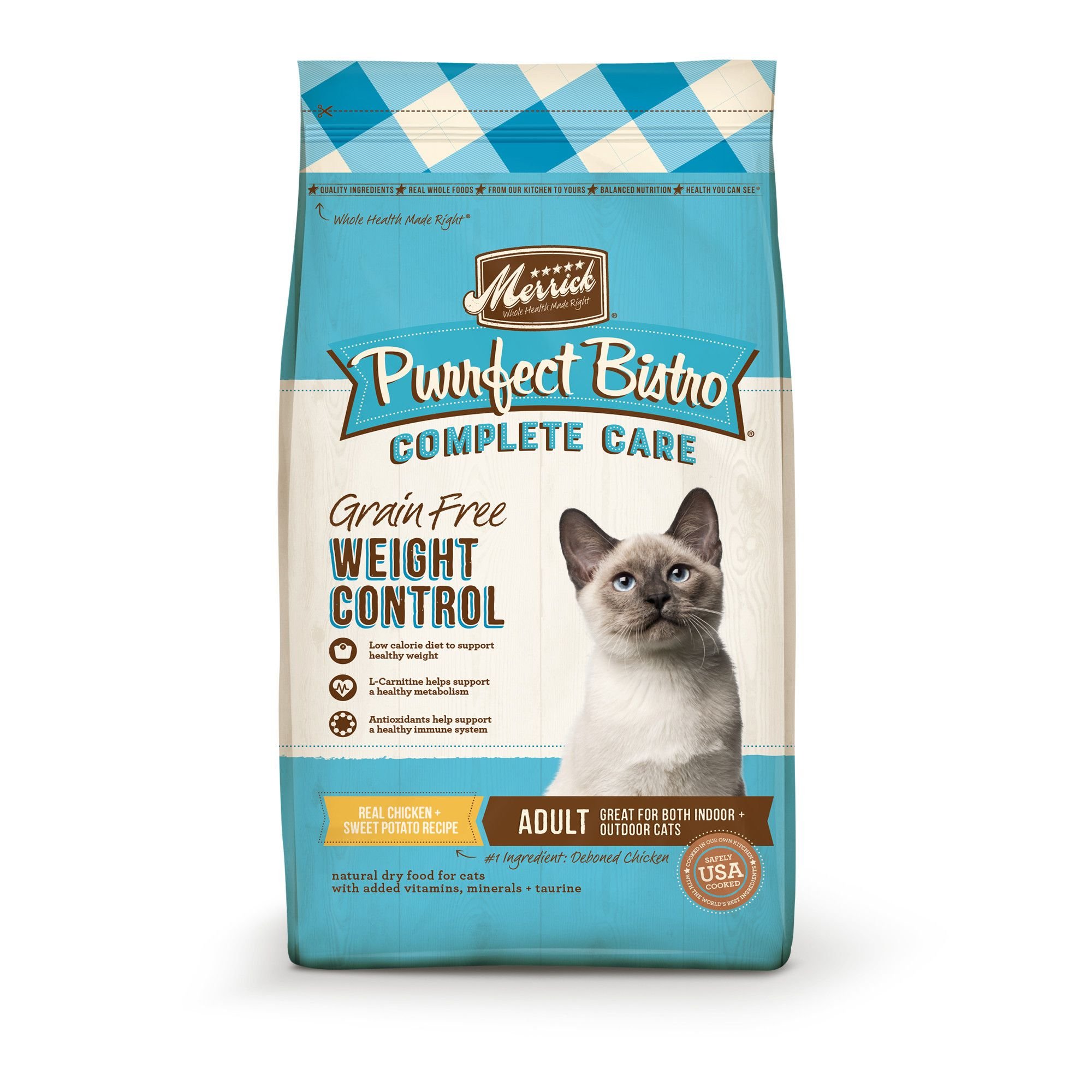 Questions and Answers about MERRICK Purrfect Bistro Grain-Free Healthy  Weight Recipe Dry Cat Food
