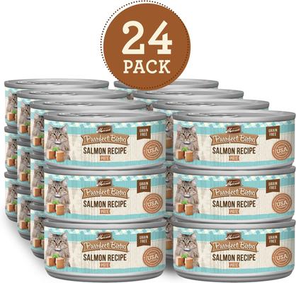 Show full view: Merrick Purrfect Bistro Grain-Free Salmon Pate Canned Cat Food, 3-oz, case of 24 slide 3 of 13