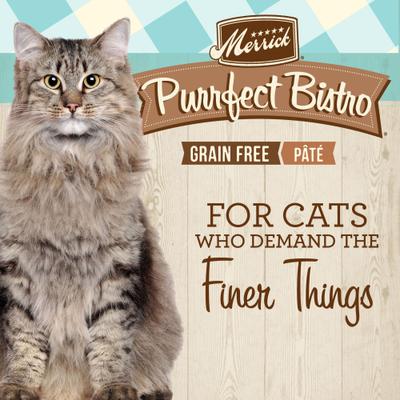 Show full view: Merrick Purrfect Bistro Grain-Free Salmon Pate Canned Cat Food, 5.5-oz, case of 24 slide 4 of 13