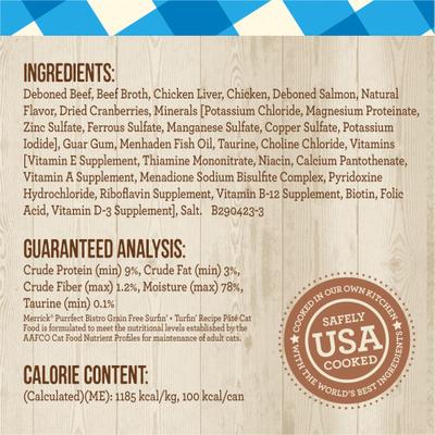 Show full view: Merrick Purrfect Bistro Grain-Free Surf & Turf Grain-Free Canned Cat Food, 3-oz, case of 24 slide 7 of 13