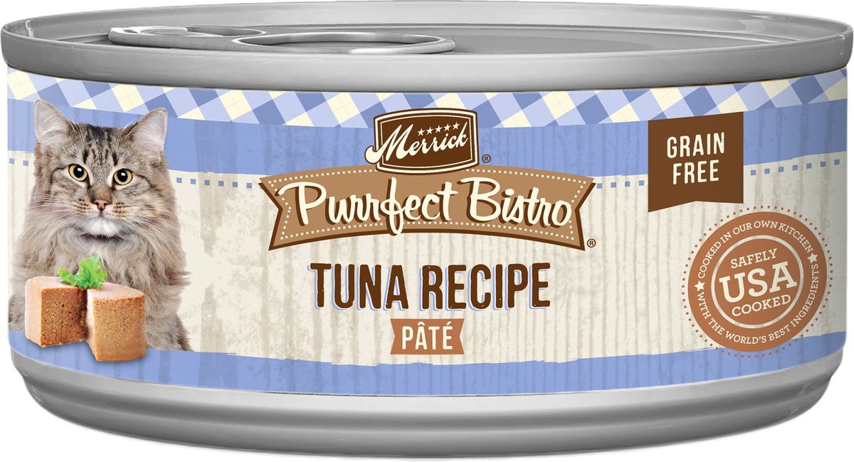 Merrick Purrfect Bistro Tuna, Salmon & Tuna + Tilapia Recipe Variety Pack Grain-Free Pate Canned Cat Food, 3-oz, case of 24