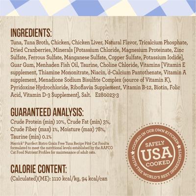 Show full view: Merrick Purrfect Bistro Grain-Free Tuna Pate Canned Cat Food, 3-oz, case of 24 slide 7 of 13