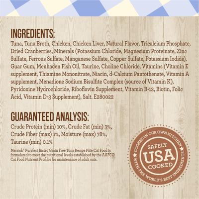Show full view: Merrick Purrfect Bistro Grain-Free Tuna Pate Canned Cat Food, 5.5-oz, case of 24 slide 6 of 13