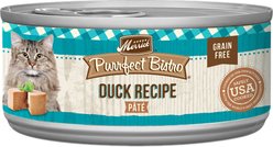 Merrick Purrfect Bistro Grain-Free Wet Cat Food Duck Recipe Pate, 3-oz can, case of 24
