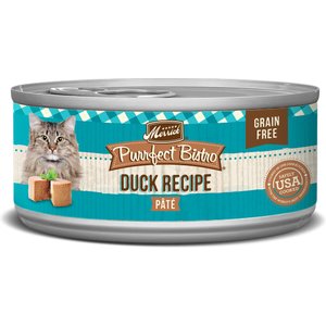 Merrick Purrfect Bistro Grain-Free Wet Cat Food Duck Recipe Pate, 5.5-oz can, case of 24